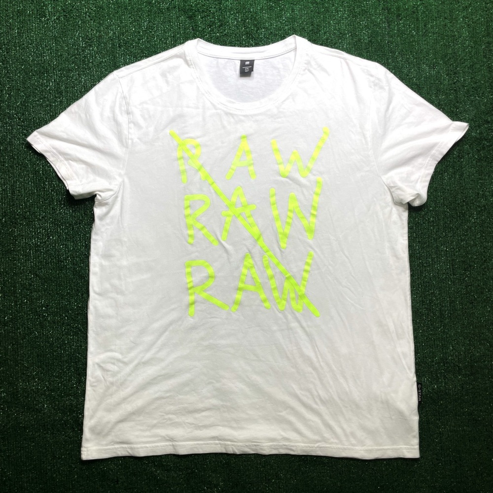 G-Star White Shirt with Bright Yellow Graphic